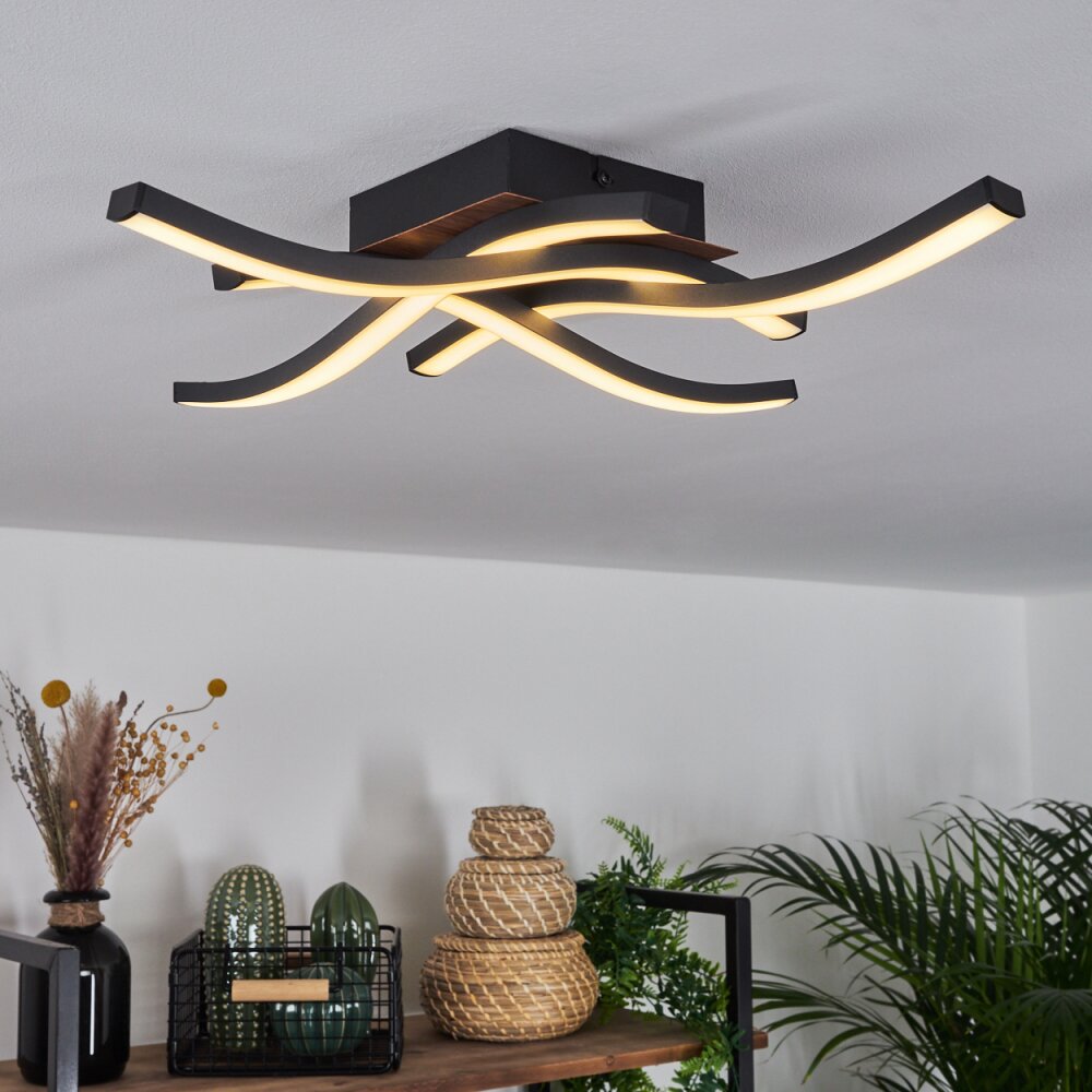 Odda Taklampa LED träoptik, Svart, 4-ljuskällor main product photo