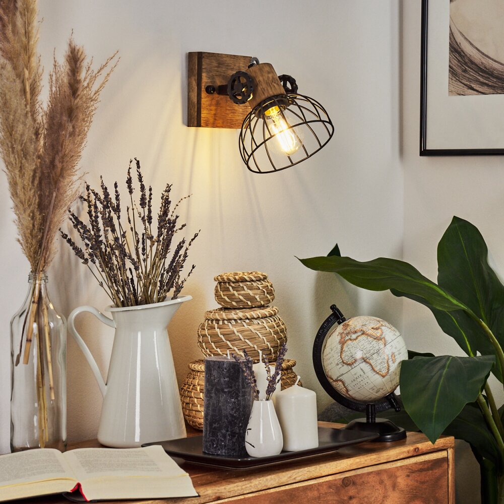 Orny Vägglampa, Väggspotlight Trä mörkt, Svart, 1-ljuskällor main product photo