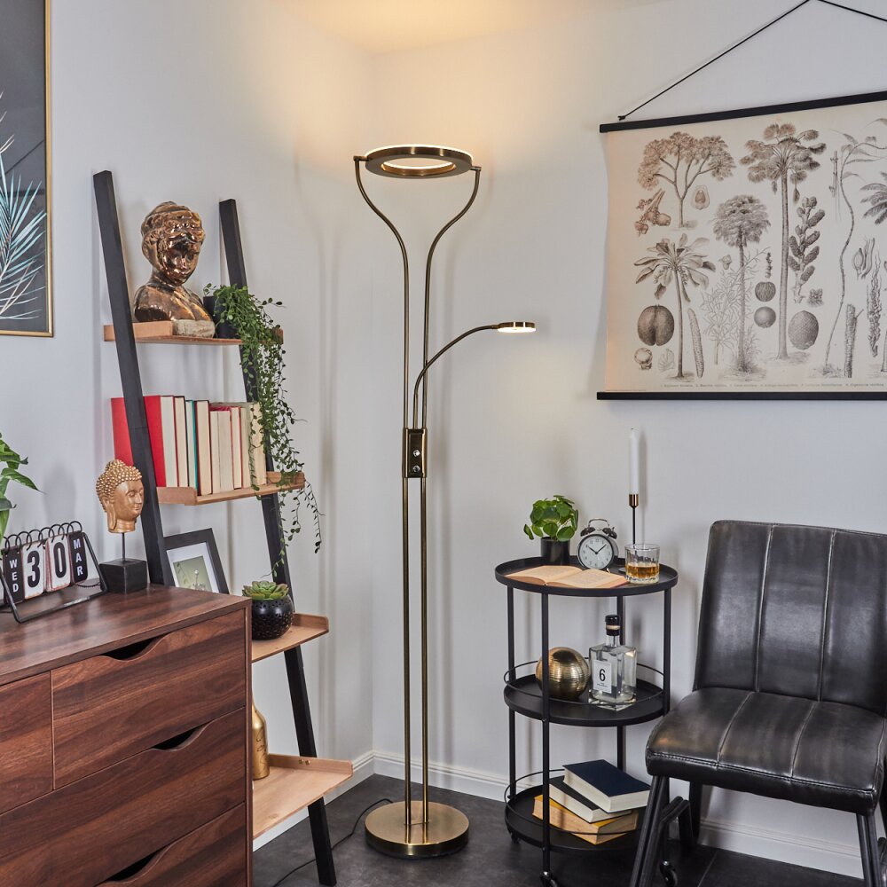 Donna strålkastare, Golvlampa LED Antikmässing, 2-ljuskällor main product photo