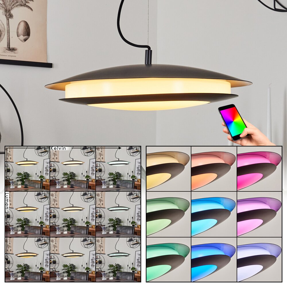Ittingen Pendellampa LED Svart, 1-ljuskällor, Färgväxlare main product photo