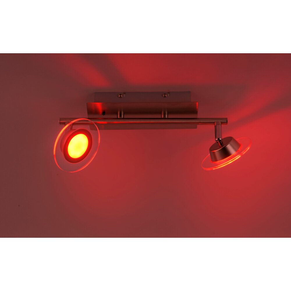 Leuchten Direkt LOLA-MIKE Taklampa LED Rostfritt stål, 2-ljuskällor, Fjärrkontroll, Färgväxlare main product photo