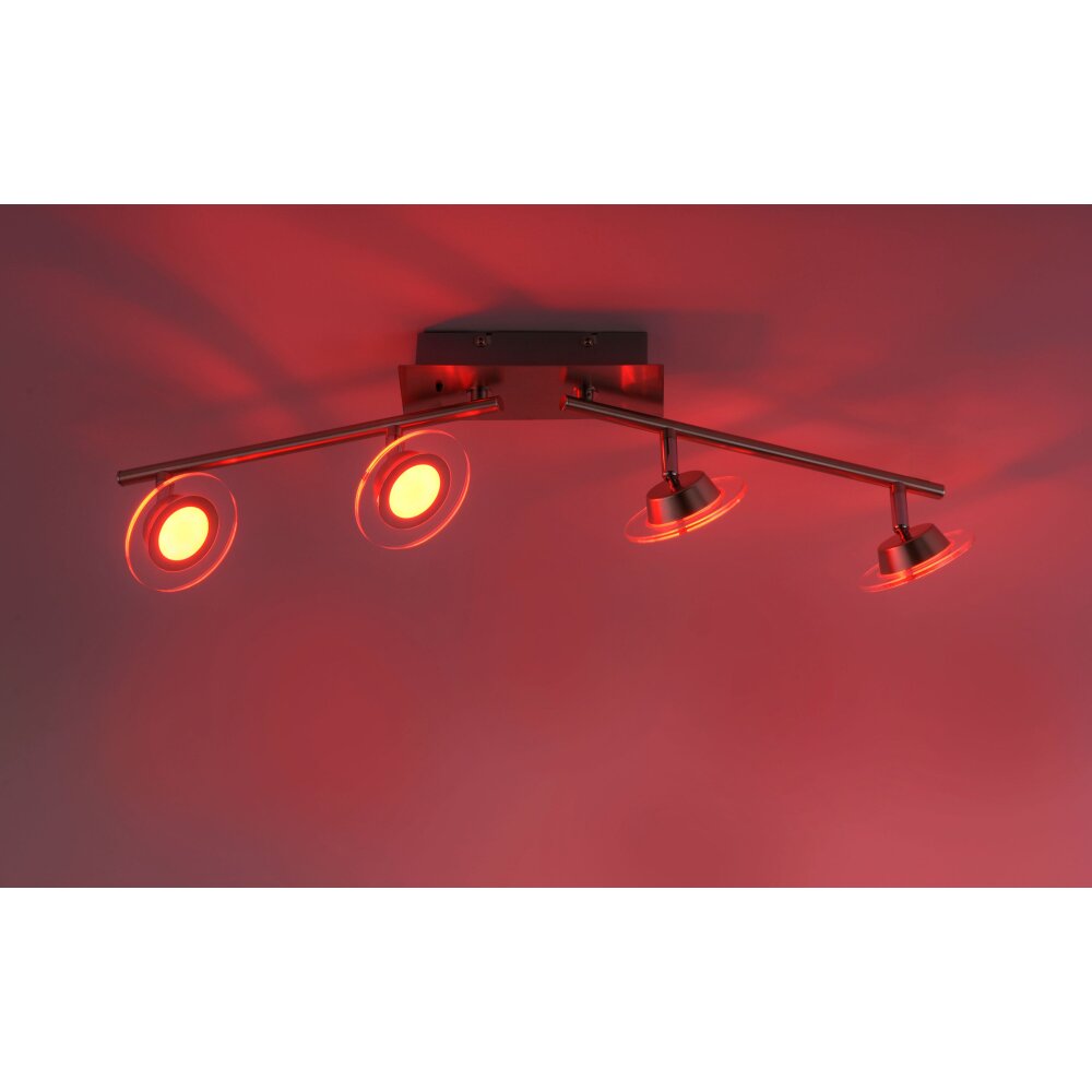 Leuchten Direkt LOLA-MIKE Taklampa LED Rostfritt stål, 4-ljuskällor, Fjärrkontroll, Färgväxlare main product photo