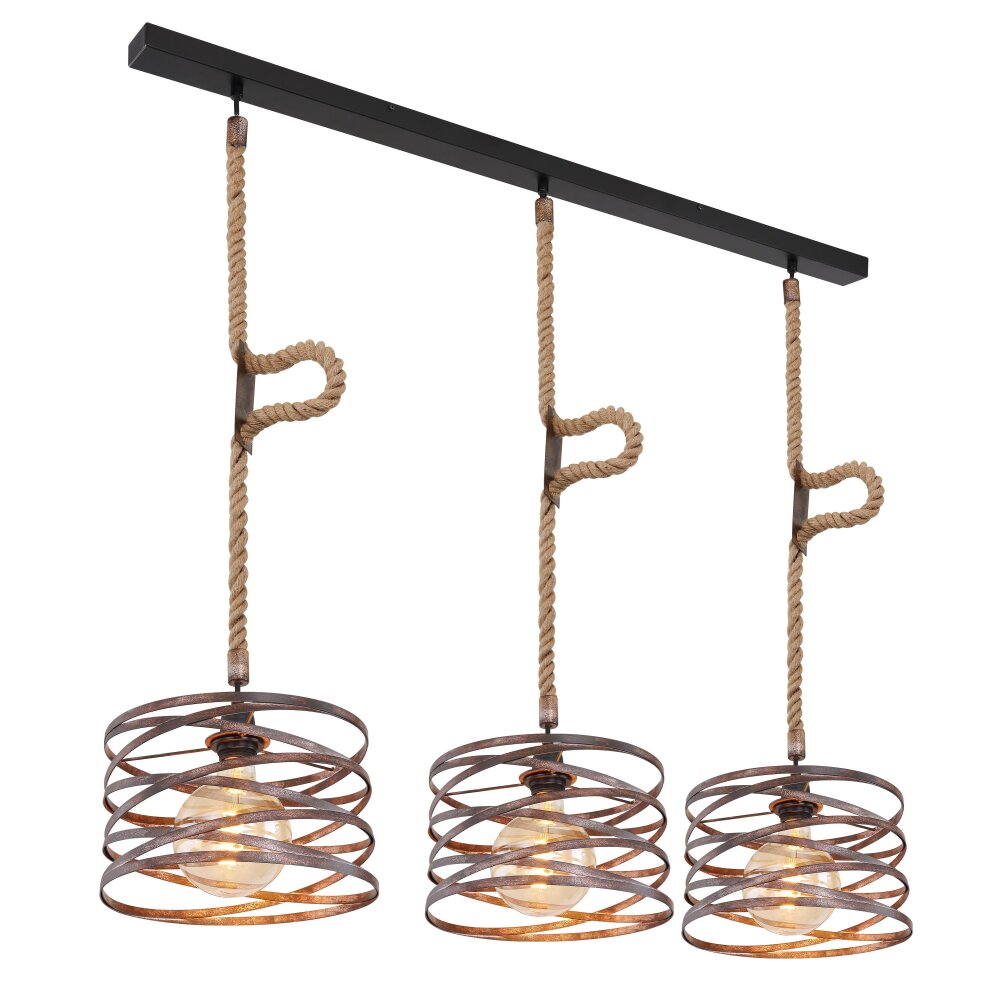 Globo MARCO Pendellampa Brun, Svart, 3-ljuskällor main product photo