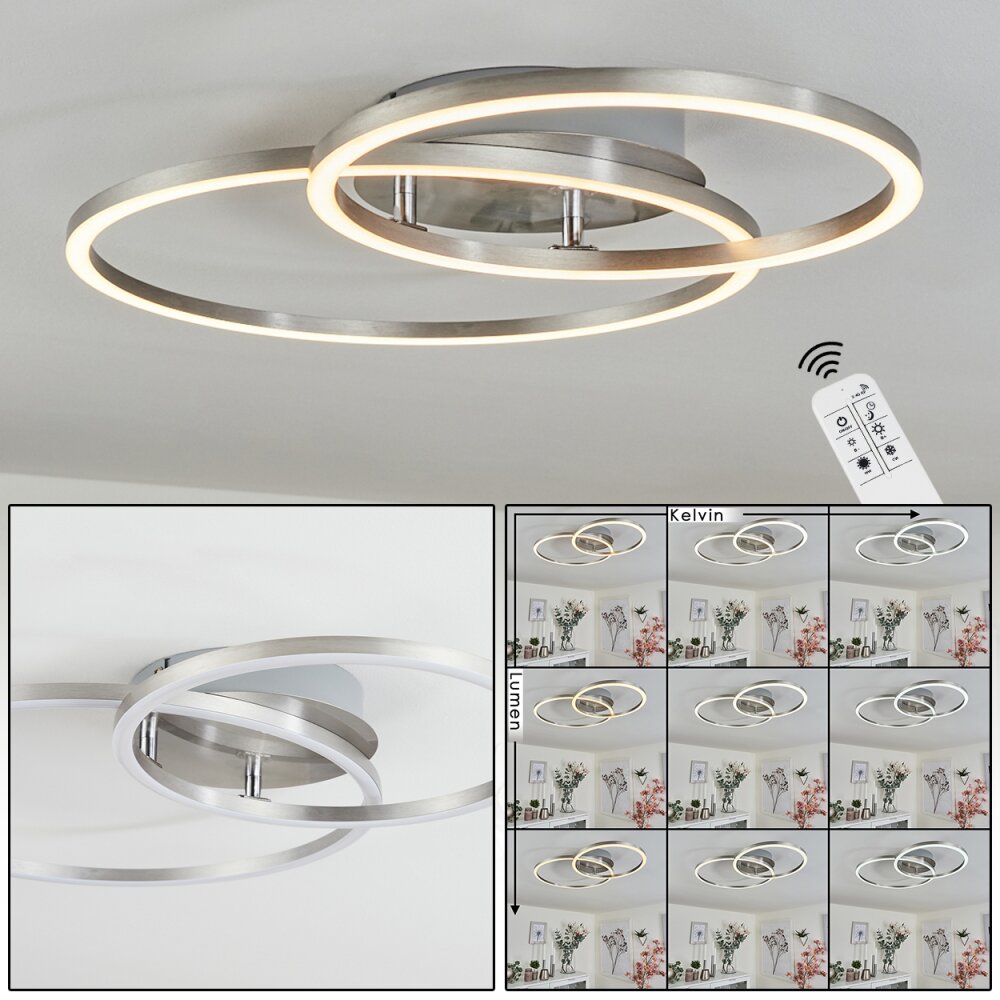 Ovasta Taklampa LED Nickel matt, 1-ljuskällor, Fjärrkontroll main product photo