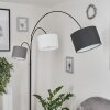 Renfrew Golvlampa, Läslampa, Båglampor Svart, 3-ljuskällor, Tygskärm