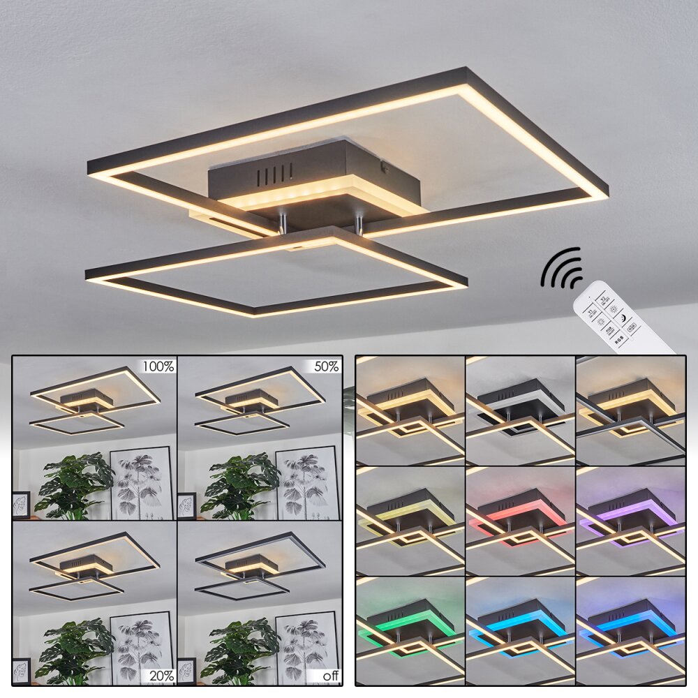 Lithgow Taklampa LED Svart, 2-ljuskällor, Fjärrkontroll, Färgväxlare main product photo
