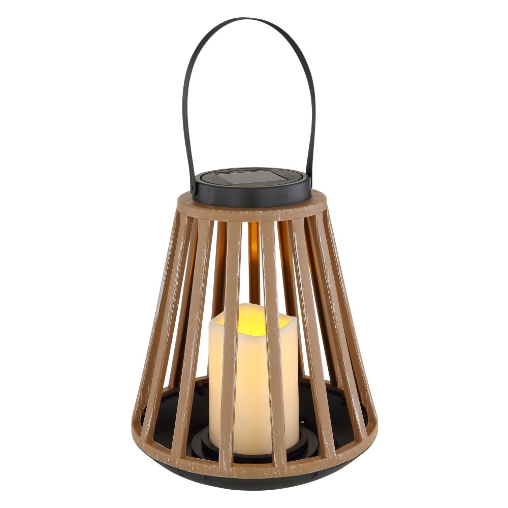 Globo dekorativ belysning, lykta, Solcellslampa LED träoptik, Svart, 1-ljuskällor main product photo
