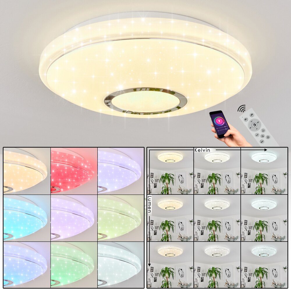 Auxerre Taklampa LED Vit, 2-ljuskällor, Fjärrkontroll, Färgväxlare main product photo