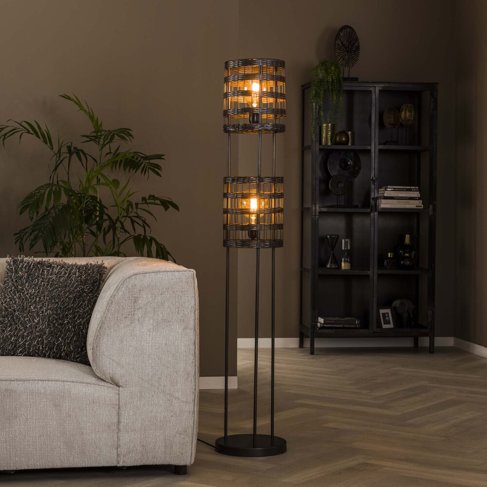 Gastona Golvlampa Nickel matt, Svart, 2-ljuskällor main product photo