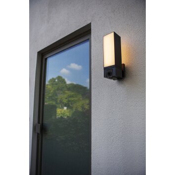 Lutec Lampor CUBA vägglampa utomhus LED Antracit, 1-ljuskällor, Rörelsedetektor