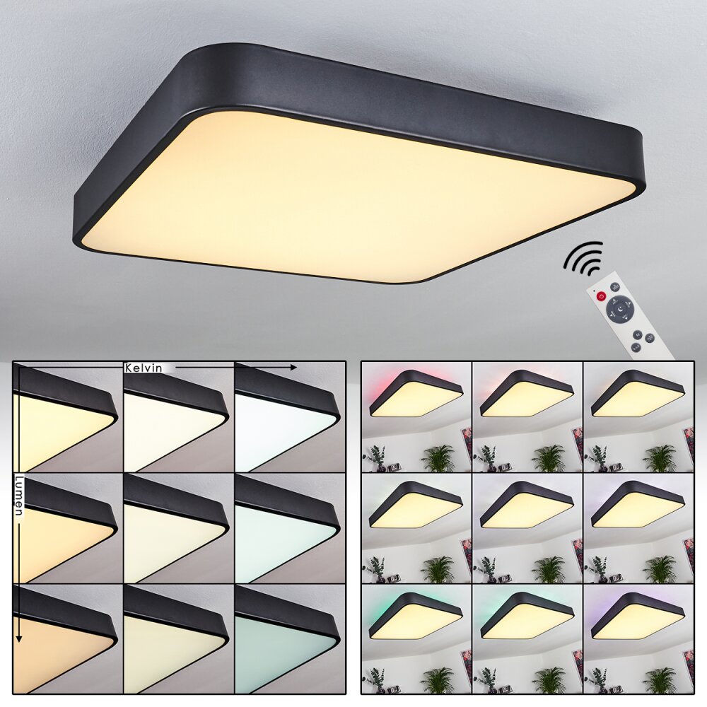 Batamoto Taklampa, Panel LED Svart, Vit, 2-ljuskällor, Fjärrkontroll, Färgväxlare main product photo