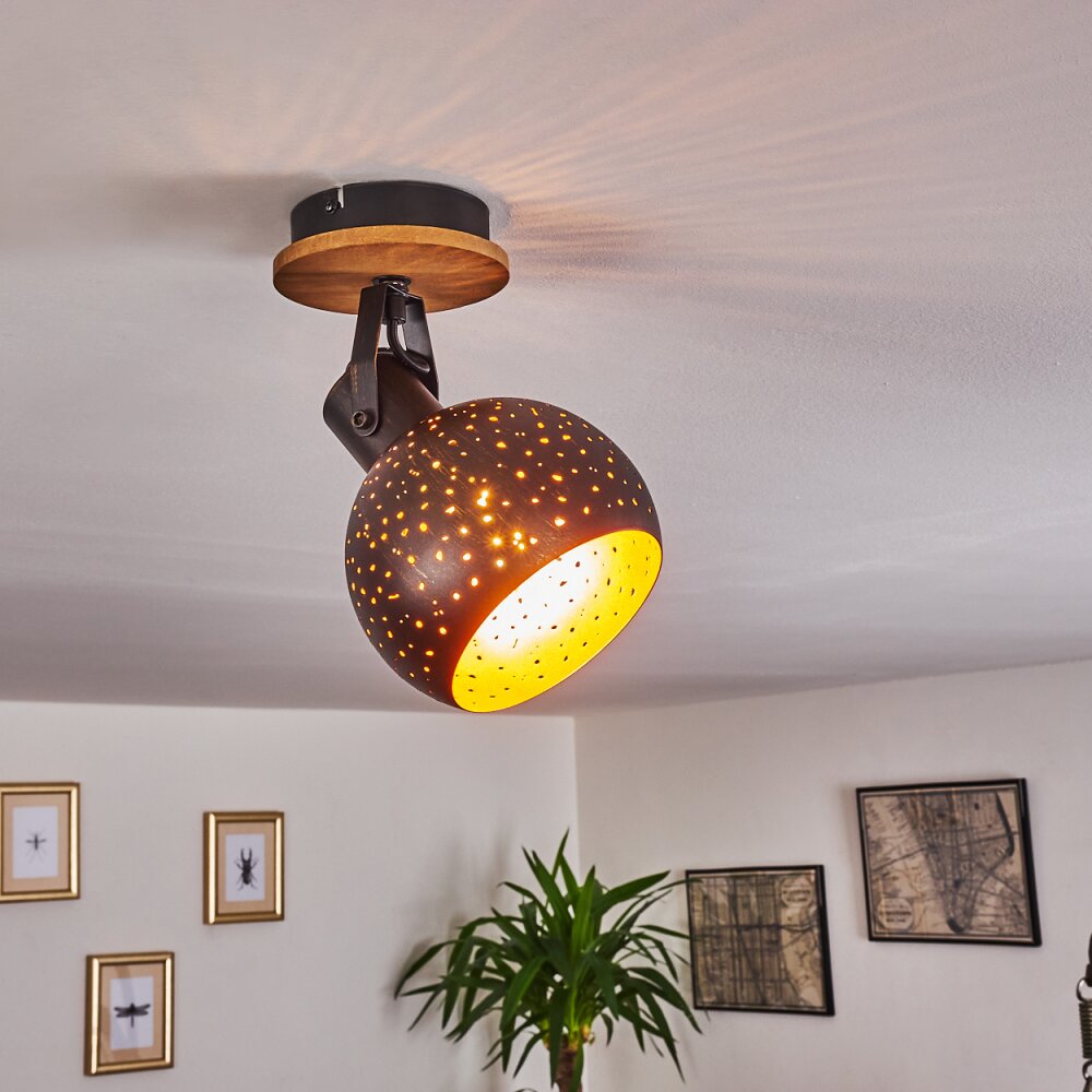 Imana Taklampa, Takstrålkastare Trä mörkt, Svart, 1-ljuskällor main product photo