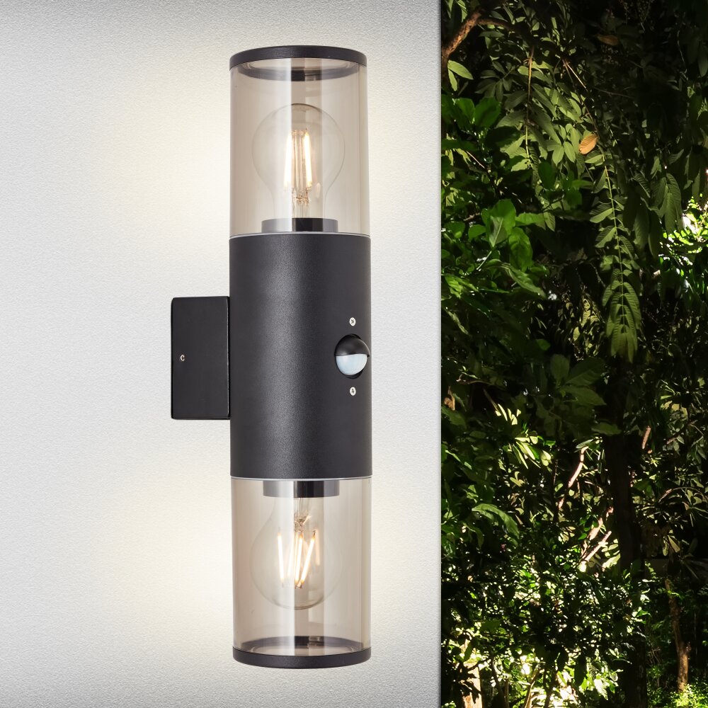 Brilliant Lampor Sergioro vägglampa utomhus Svart, 1-ljuskällor, Rörelsedetektor main product photo
