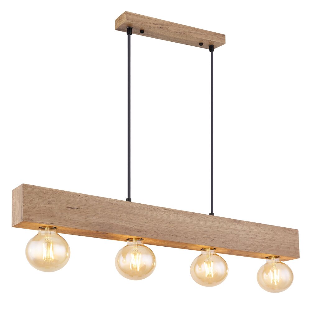 Globo ERNA Pendellampa Trä ljus, Svart, 4-ljuskällor main product photo
