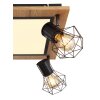 Globo PRISKA Taklampa LED Brun, Krom, träoptik, Svart, 5-ljuskällor