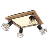 Globo PRISKA Taklampa LED Brun, Krom, träoptik, Svart, 5-ljuskällor