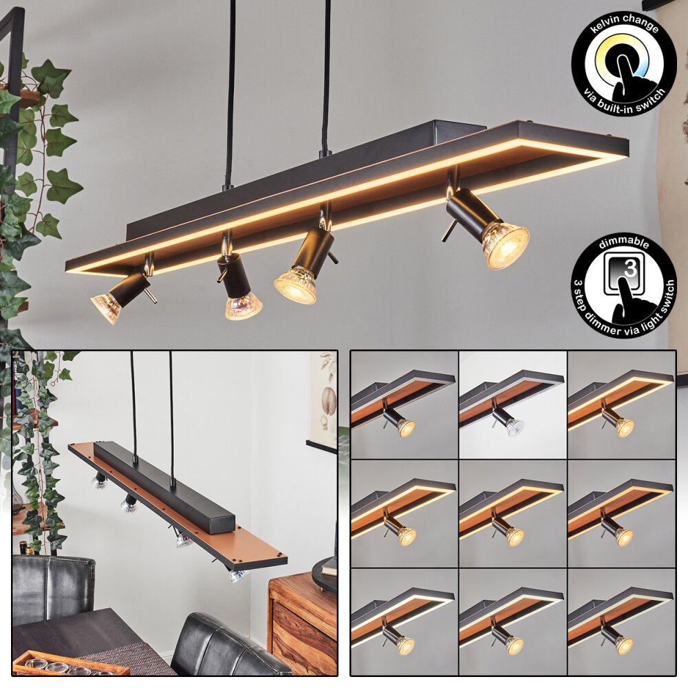 Deadwood Pendelbelysning LED Brun, träoptik, 5-ljuskällor main product photo