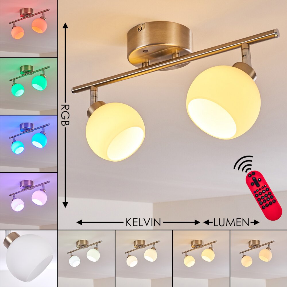 Motala Taklampa, Takstrålkastare LED Nickel matt, 2-ljuskällor, Fjärrkontroll, Färgväxlare main product photo