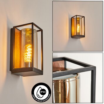 Palanga vägglampa utomhus Brun, träoptik, Svart, 1-ljuskällor