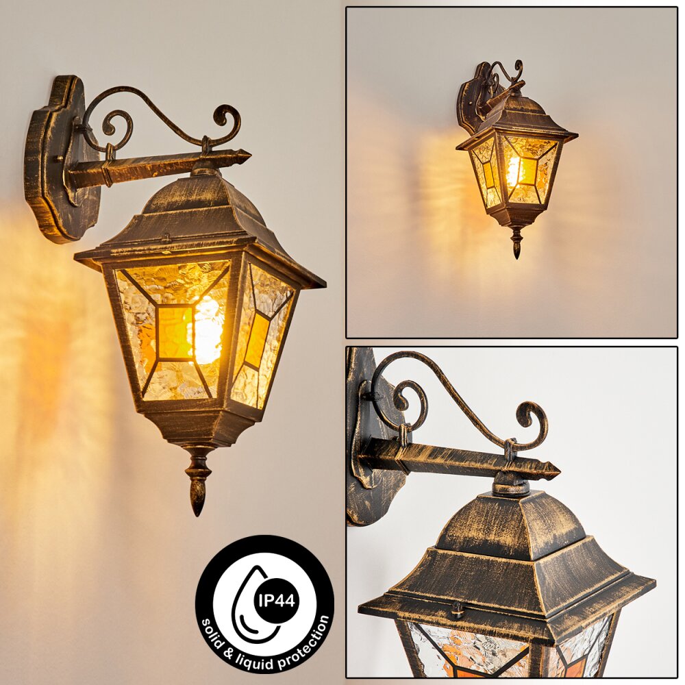 Halla vägglampa utomhus Antik, Guld, Svart, 1-ljuskällor main product photo