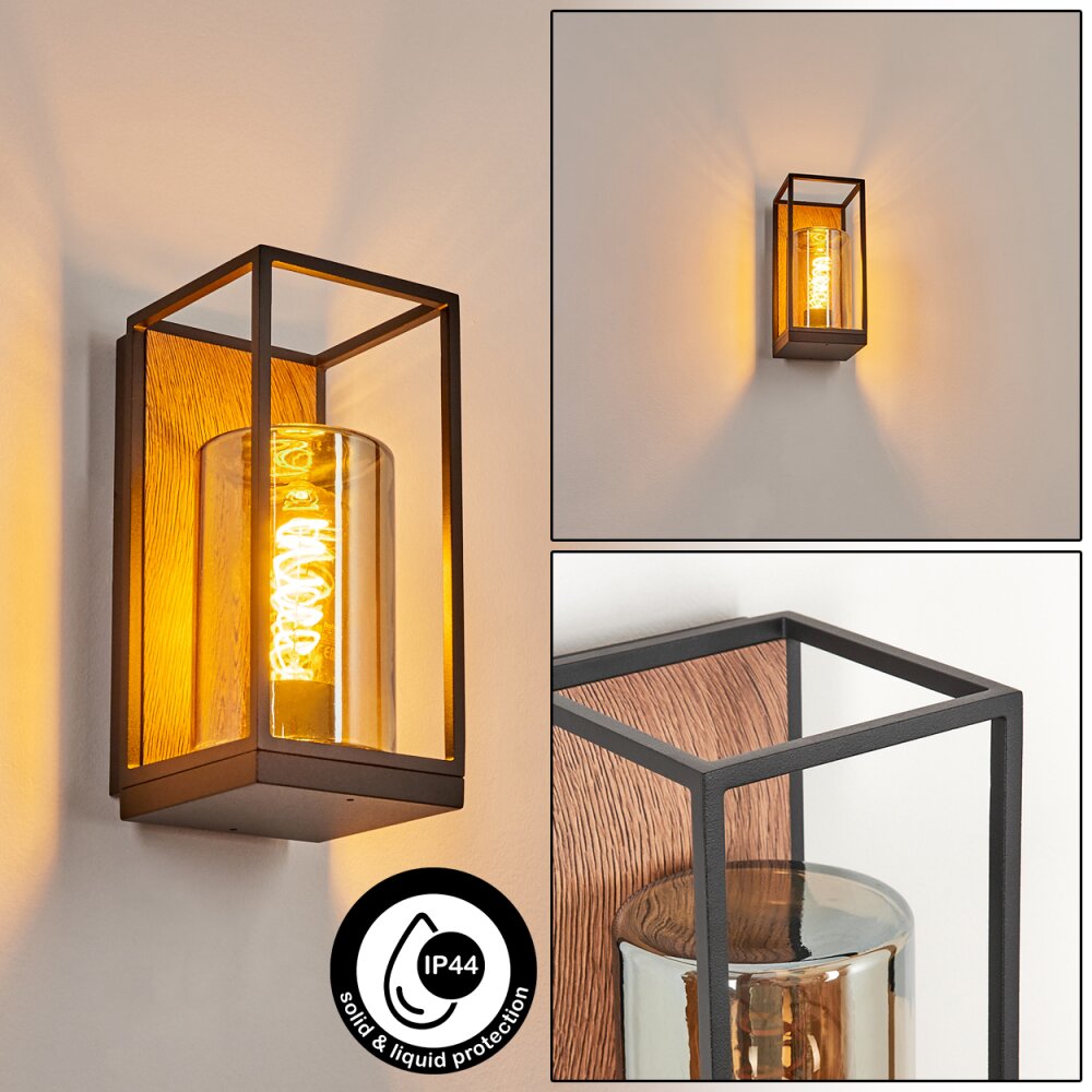 Palanga vägglampa utomhus Brun, träoptik, Svart, 1-ljuskällor main product photo