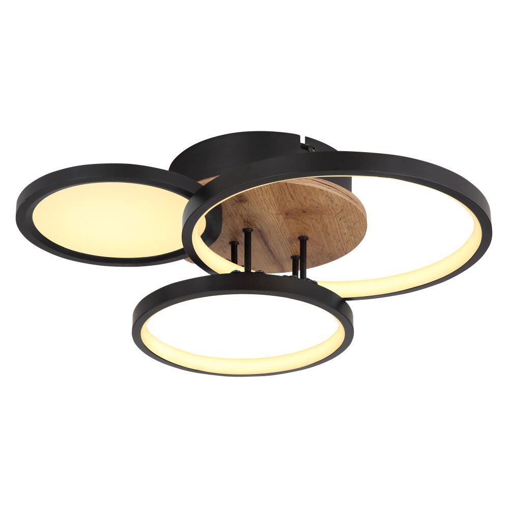 Globo SID Taklampa LED träoptik, Svart, Vit, 1-ljuskällor main product photo