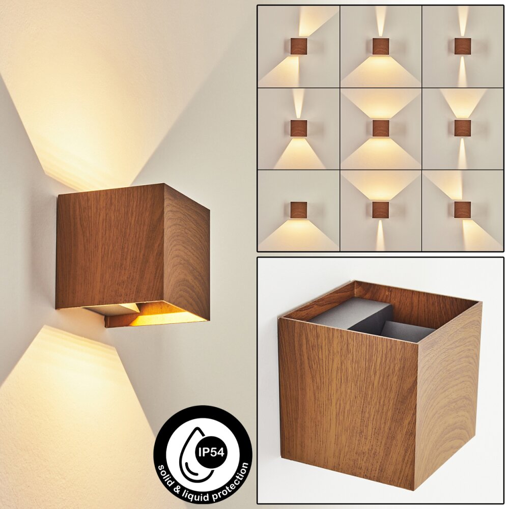 Tamarin vägglampa utomhus, Up & Down Lampa, Vägglampa LED Antracit, Brun, träoptik, 1-ljuskällor main product photo