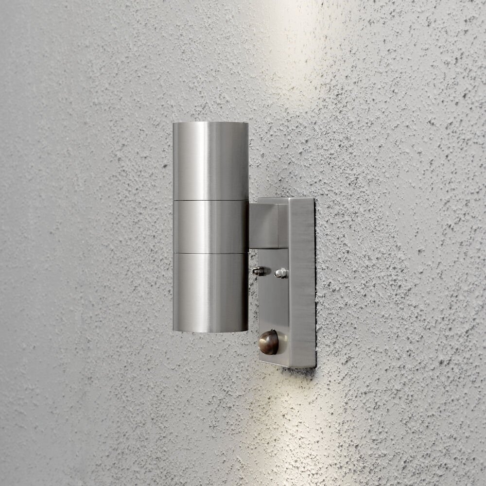 Konstsmide Lampor Modena vägglampa utomhus Rostfritt stål, 2-ljuskällor, Rörelsedetektor main product photo