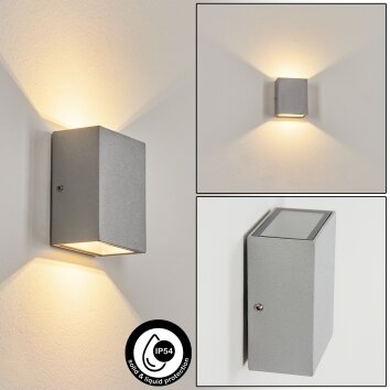 Casmilo vägglampa utomhus, Up & Down Lampa, Vägglampa LED Silver, 2-ljuskällor Casmilo vägglampa utomhus, Up & Down Lampa, Vägglampa LED Silver, 2-ljuskällor