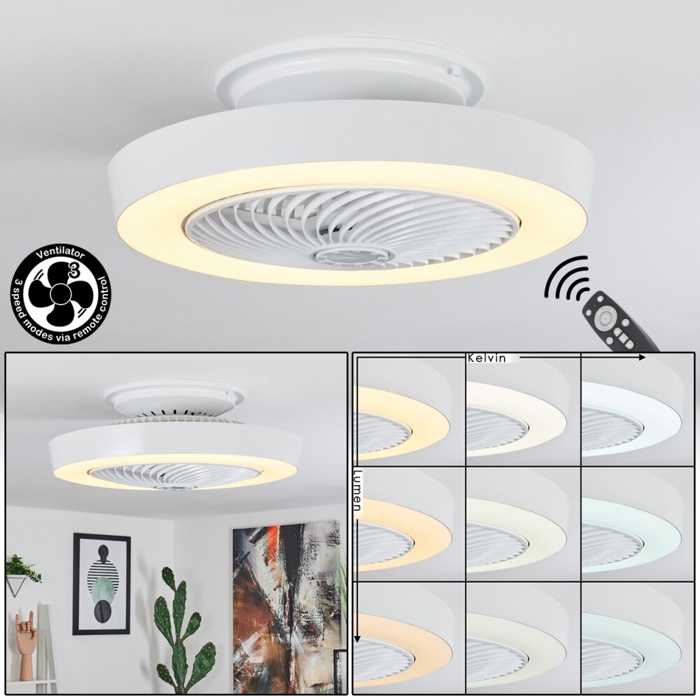 Azenha Takfläkt med belysning LED, 1-ljuskällor, Fjärrkontroll main product photo