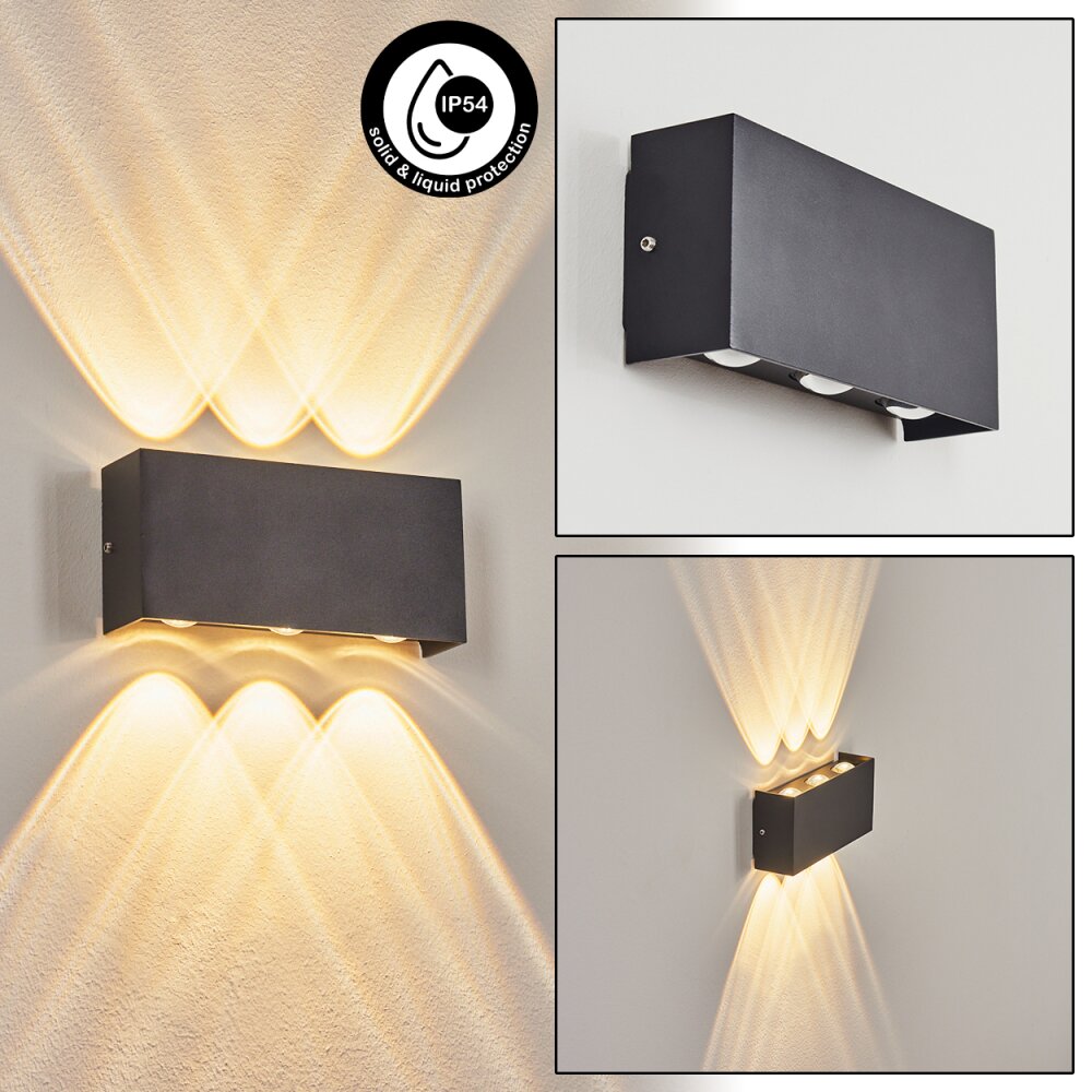 Morenos vägglampa utomhus, Up & Down Lampa, Vägglampa LED Antracit, Vit, 6-ljuskällor main product photo