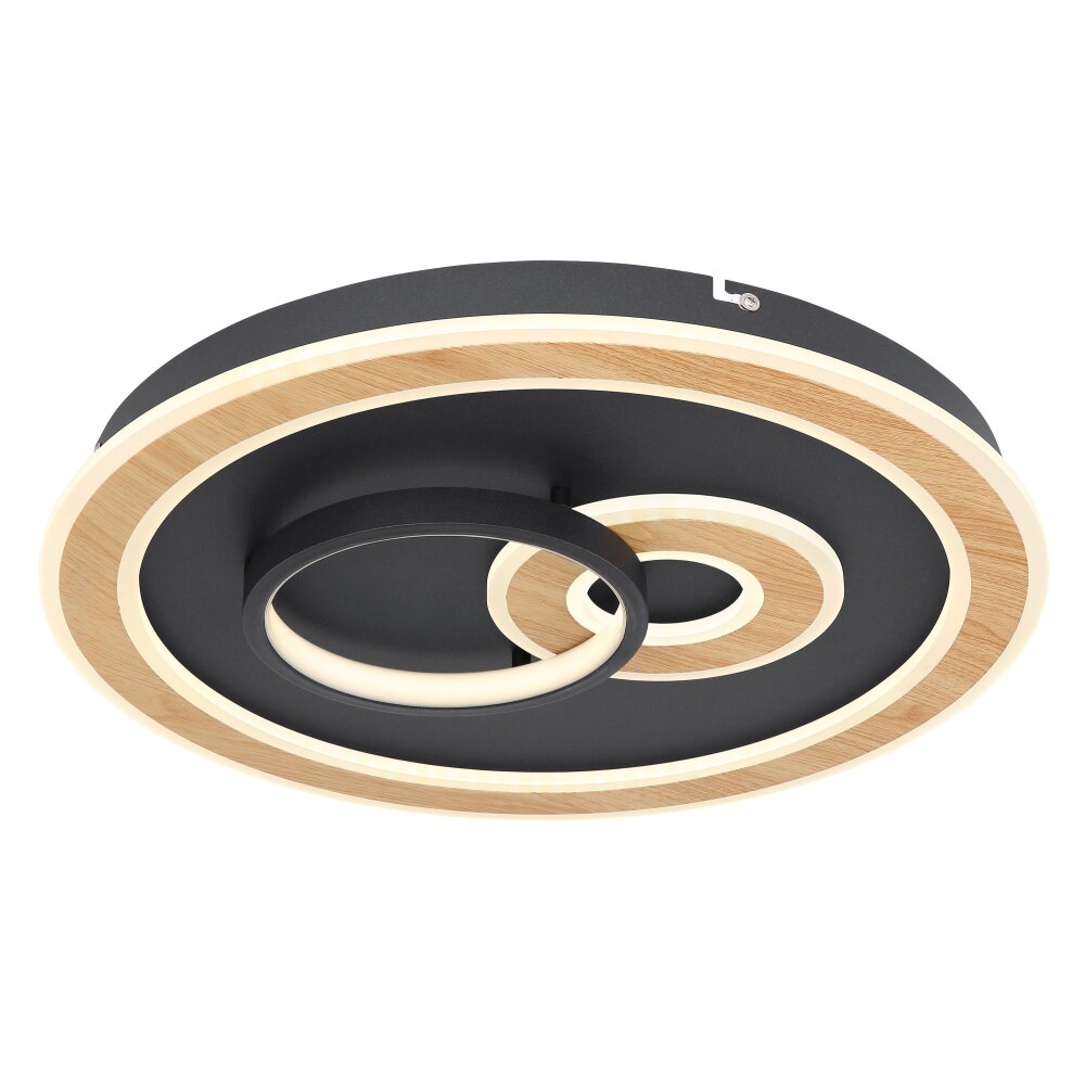 Globo CHESSY Taklampa LED träoptik, Svart, Vit, 1-ljuskällor, Fjärrkontroll main product photo