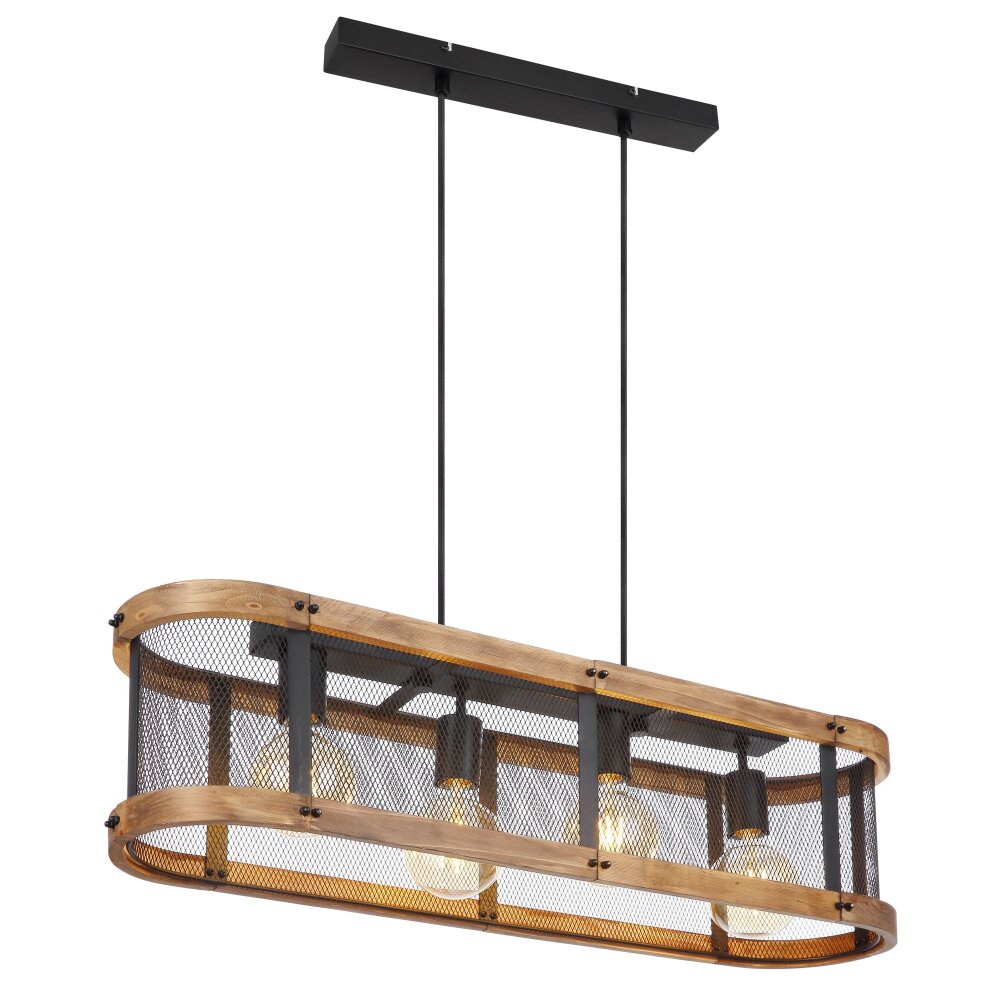Globo JEANIE Pendellampa Trä mörkt, Svart, 4-ljuskällor main product photo