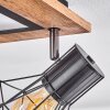 Bardhaman Taklampa LED Brun, Krom, träoptik, Svart, 5-ljuskällor