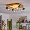 Bardhaman Taklampa LED Brun, Krom, träoptik, Svart, 5-ljuskällor