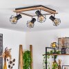 Bardhaman Taklampa LED Brun, Krom, träoptik, Svart, 5-ljuskällor