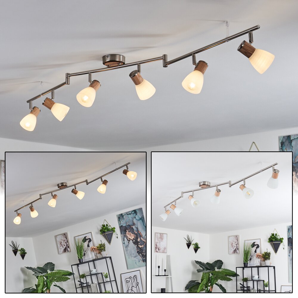 Icalma Taklampa, Takstrålkastare Trä ljus, Nickel matt, 6-ljuskällor main product photo