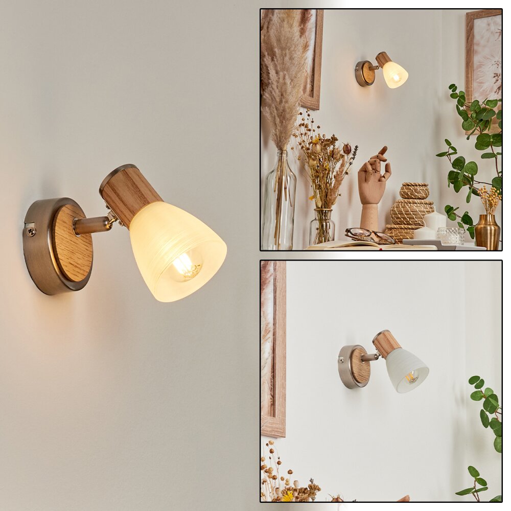 Icalma Vägglampa, Väggspotlight Trä ljus, Nickel matt, 1-ljuskällor main product photo
