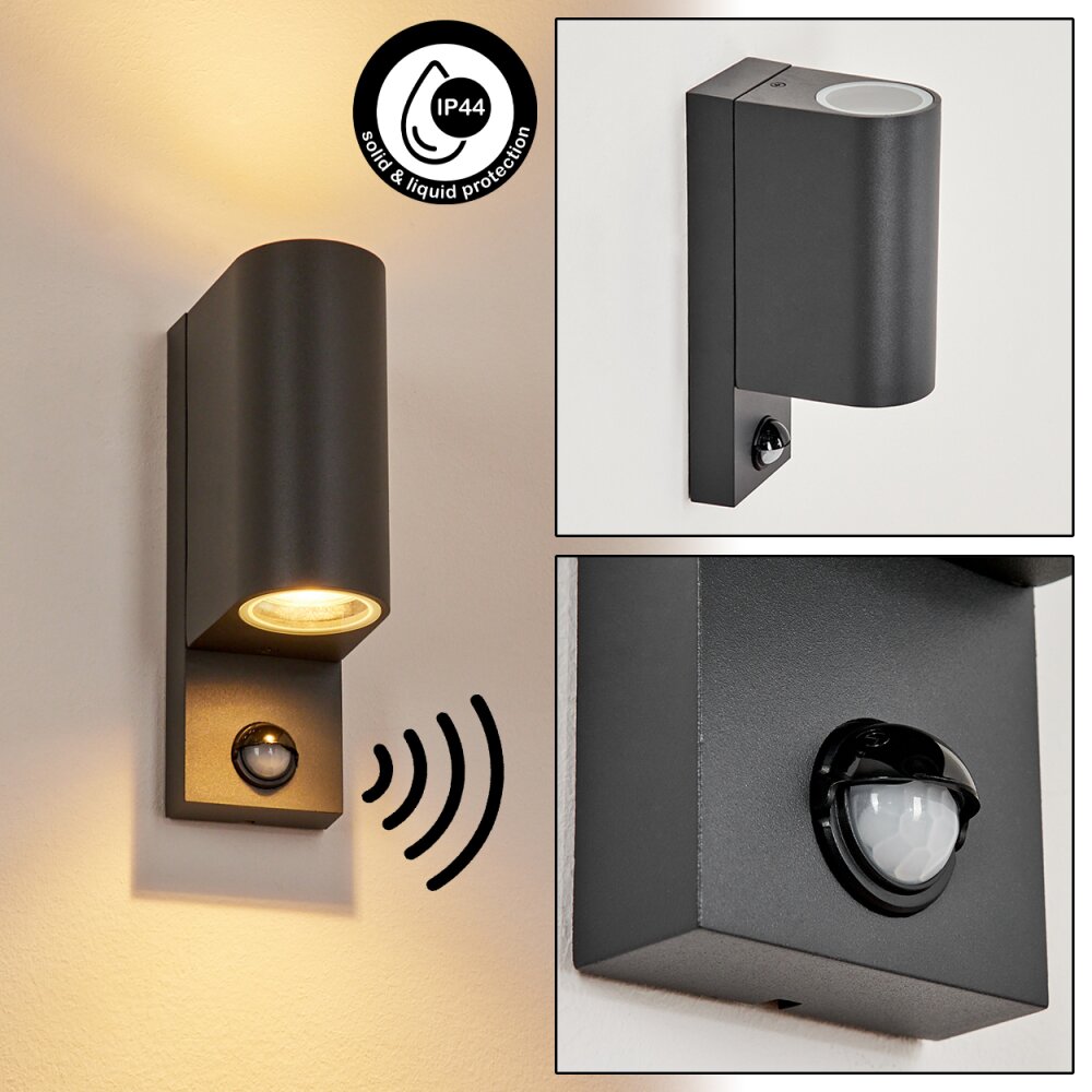 Kingstown vägglampa utomhus, Vägglampa Antracit, Genomskinlig, klar, 2-ljuskällor, Rörelsedetektor main product photo