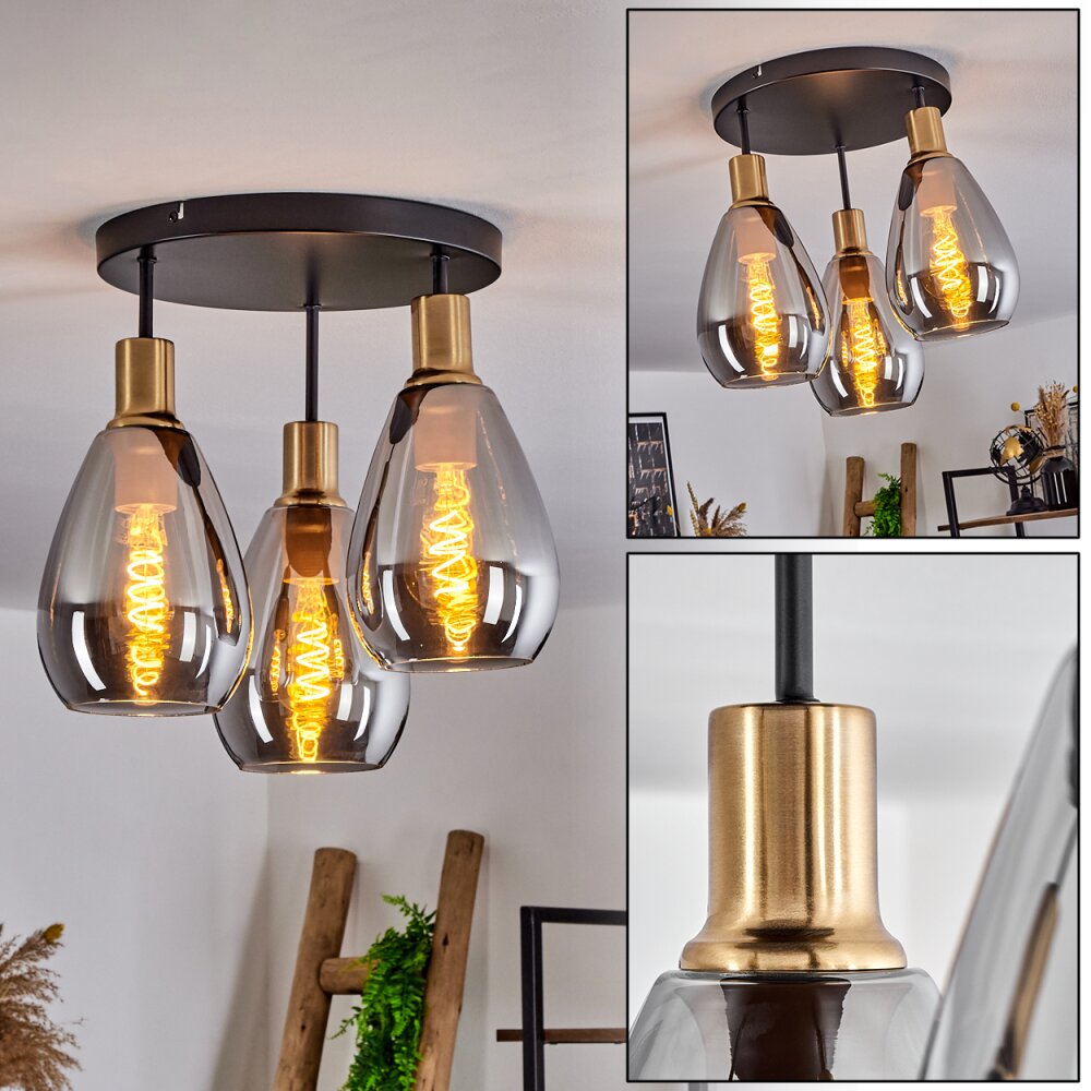 Lincura Taklampa Mässing, Svart, 3-ljuskällor main product photo