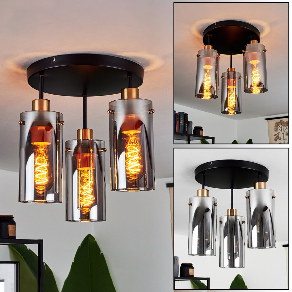 Vaurois Taklampa Mässing, Svart, 3-ljuskällor main product photo