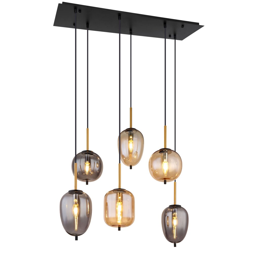 Globo BLACKY Pendelbelysning Mässing, Svart, 6-ljuskällor main product photo