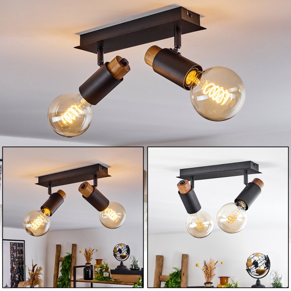 Brenier Taklampa, Takstrålkastare Trä mörkt, Svart, 2-ljuskällor main product photo