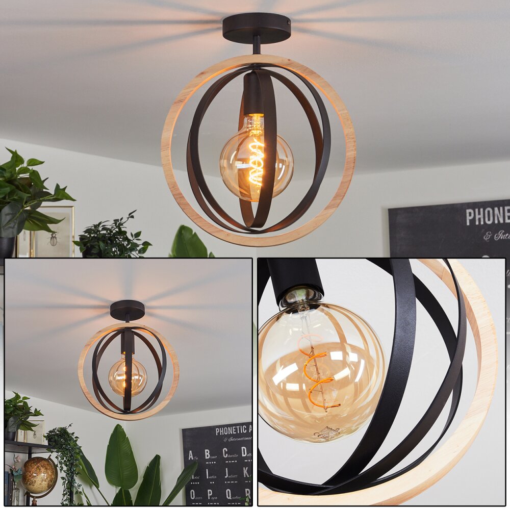 Kintore Taklampa Trä ljus, Svart, 1-ljuskällor main product photo