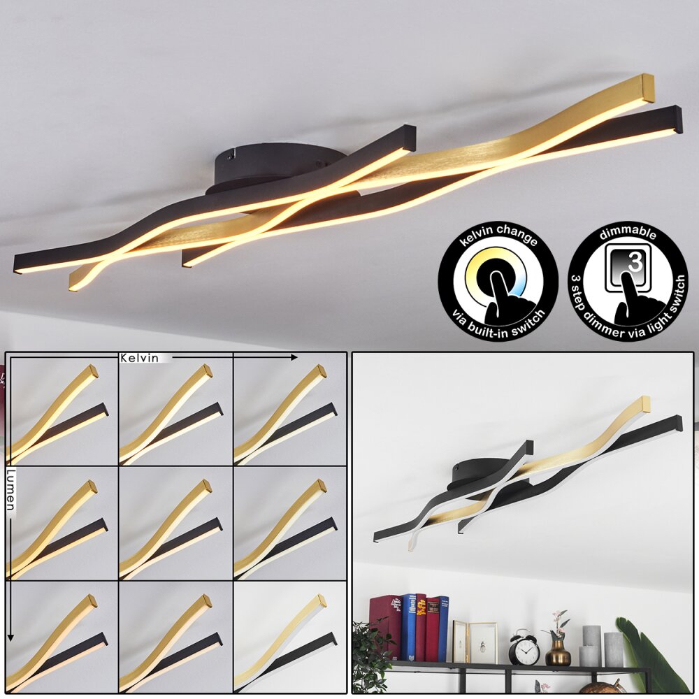 Serlande Taklampa LED Guld, Svart, 1-ljuskällor main product photo