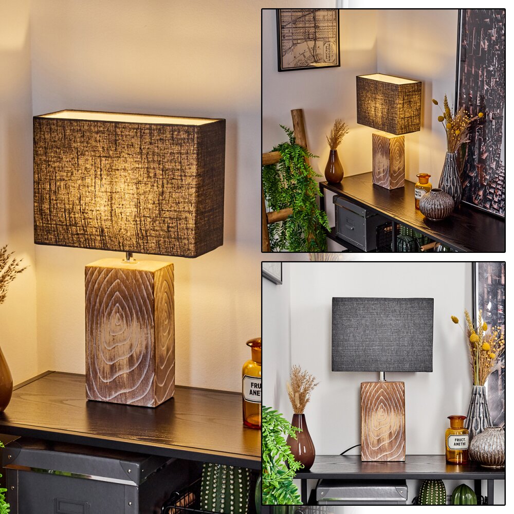 Francillon Bordslampa Brun, Krom, träoptik, 1-ljuskällor main product photo