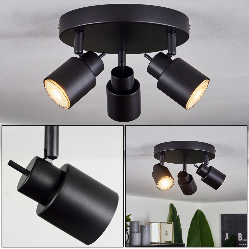 Nestavel Taklampa, Takstrålkastare LED Svart, 3-ljuskällor main product photo