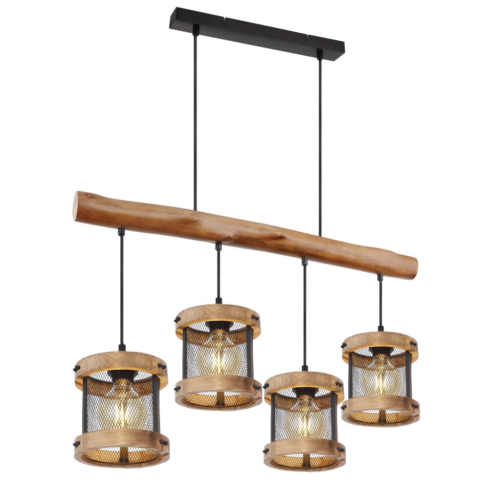 Globo JEANIE Pendellampa Trä mörkt, Svart, 4-ljuskällor main product photo