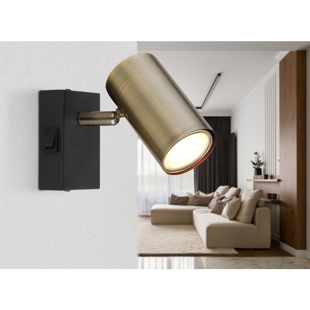 Globo ROBBY Vägglampa, Väggspotlight Svart, 1-ljuskällor main product photo