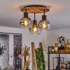 Vouhet Taklampa Brun, träoptik, Svart, 3-ljuskällor